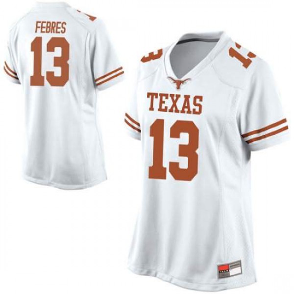 Women's University of Texas #13 Jase Febres Game Embroidery Jersey White